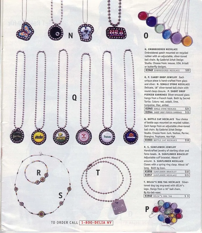 dELiA*s on instagram: a catalog page of bottle-cap necklaces and candy jewelry